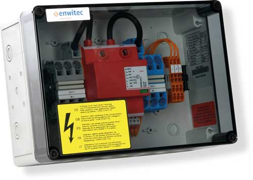 enwitec overvoltage protection DC types I+II, 1 MPP, terminals, 3 x IN/OUT, 20A
