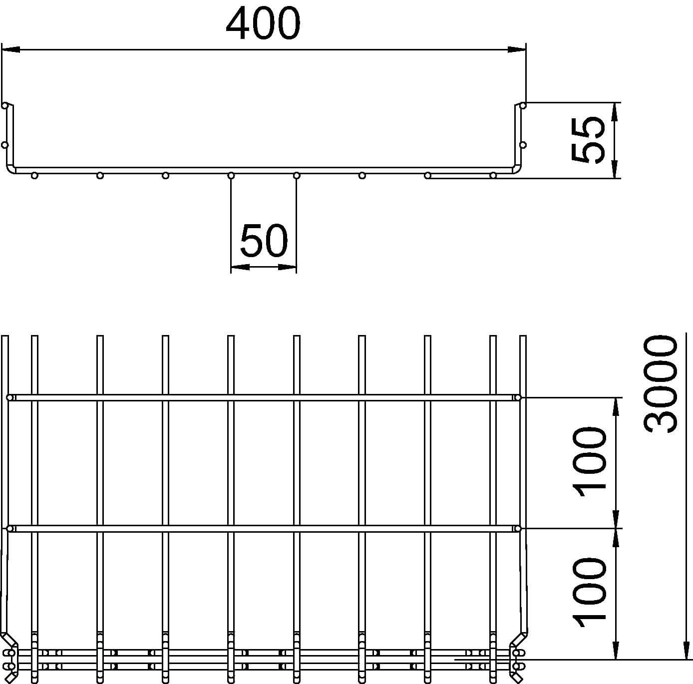 OBO GR-Magic® 55 FT mesh duct – 400 mm
