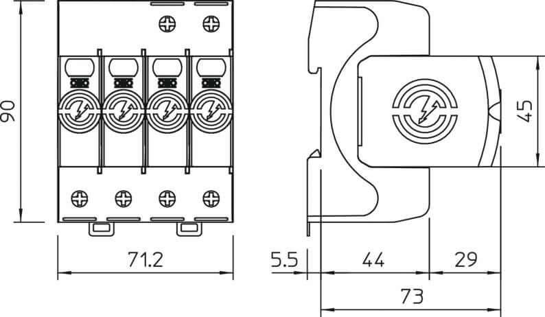 OBO V20 surge arrester, 3-pole + NPE, 280 V
