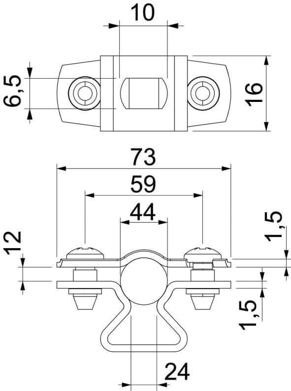OBO Spacer Clamp 733 ALU 36–44 mm