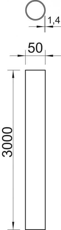 OBO aluminium tube, Ø50, 3000 mm, unthreaded