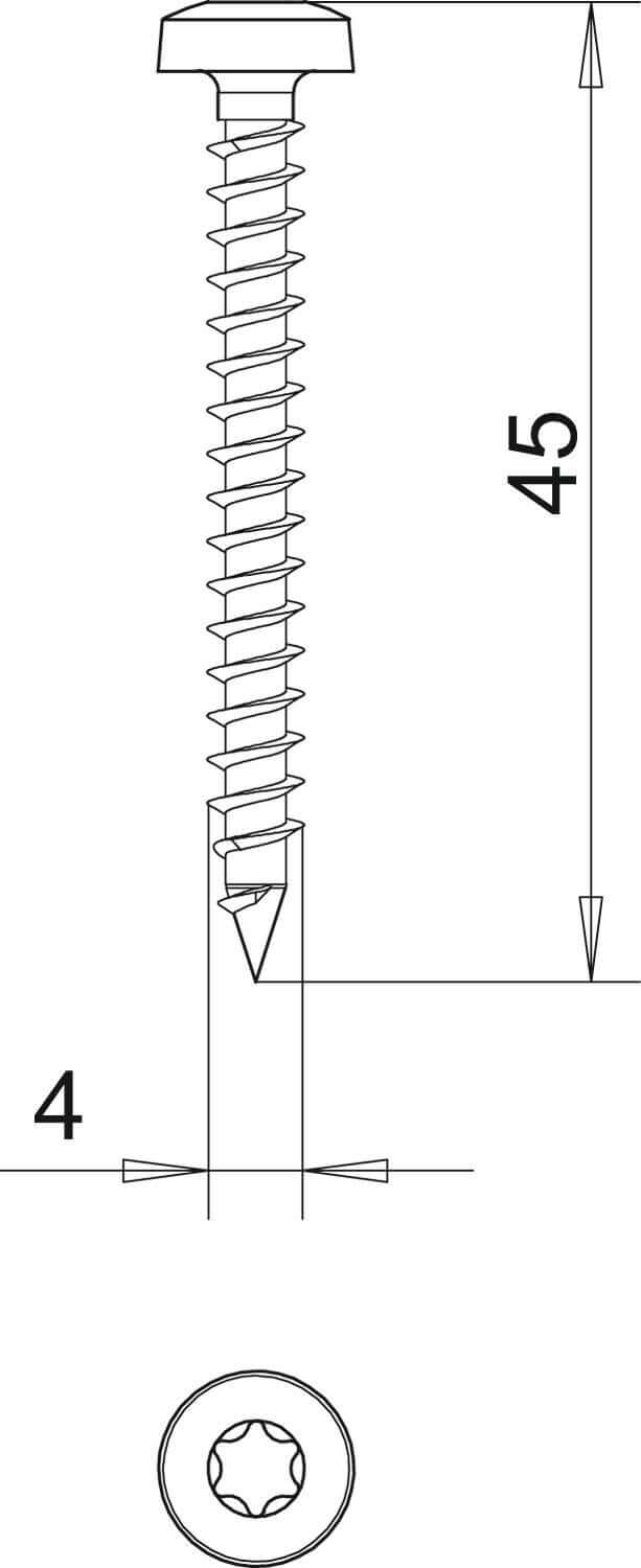 OBO Sprint screw 4.0x45, with Torx head, pack of 200