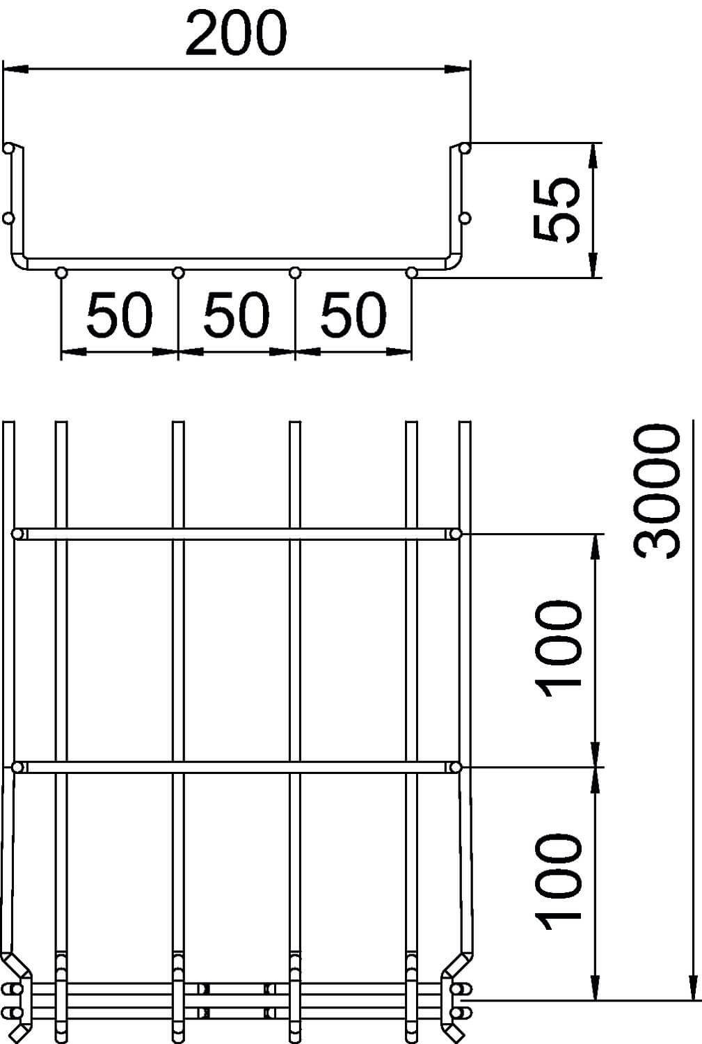 OBO GR-Magic® 55 FT mesh duct – 200 mm