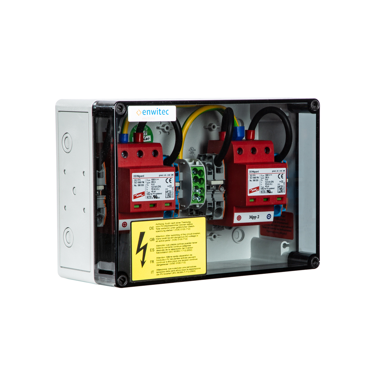 Enwitec overvoltage protection DC type II, 2 MPPT, terminals