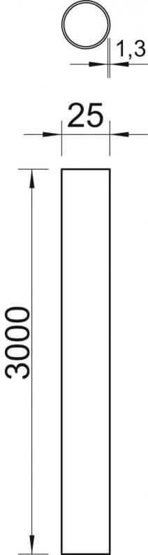 OBO aluminium tube, Ø25, 3000 mm, unthreaded