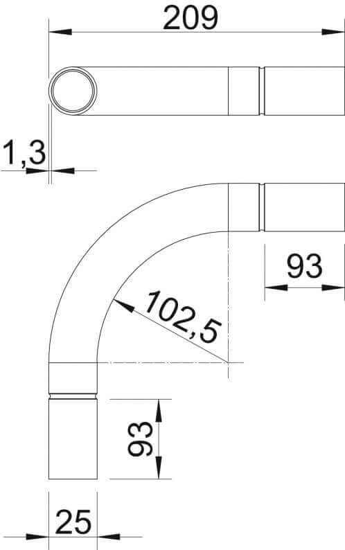 OBO SB25W aluminium pipe elbow, unthreaded