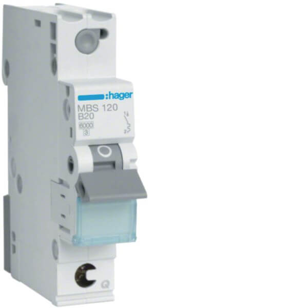 Hager MCB B20A, 1-pole, 6kA