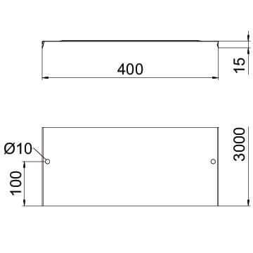 OBO cover for grating channel 400 x 3000 mm, snap-fit FT