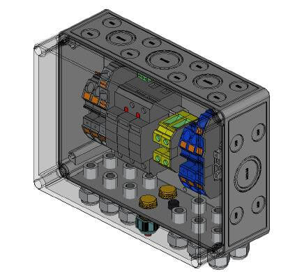 Phoenix Contact overvoltage protection DC, types I+II, 1 MPP, terminals, 3 x IN/OUT