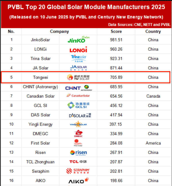 Tongwei PVBL Top 20 2025 TW Solar double glass TWMNH-48HW 460W