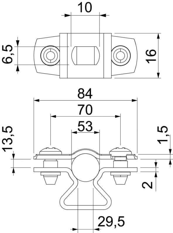 OBO Spacer Clamp 733 ALU 44–53 mm