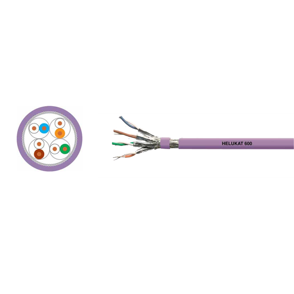 Helukabel CAT 7e indoor cable up to 1000 MHz 500 m blue purple