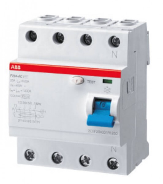 ABB residual current operated circuit breaker 40A, 4-pole, 30mA, type A